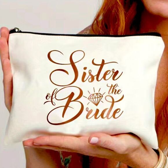SISTER OF THE BRIDE Canvas Lined Cosmetics Case. NWT - Picture 1 of 2